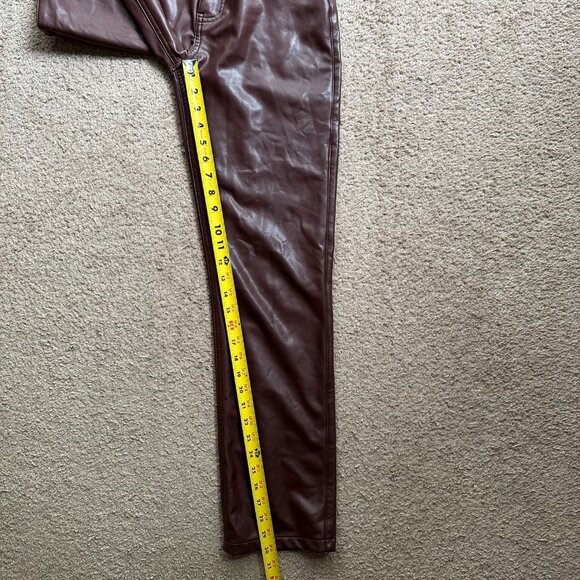 Abercrombie Pants Womens 2 26x30 Faux Leather 90s Straight High Rise Brown - Picture 9 of 13
